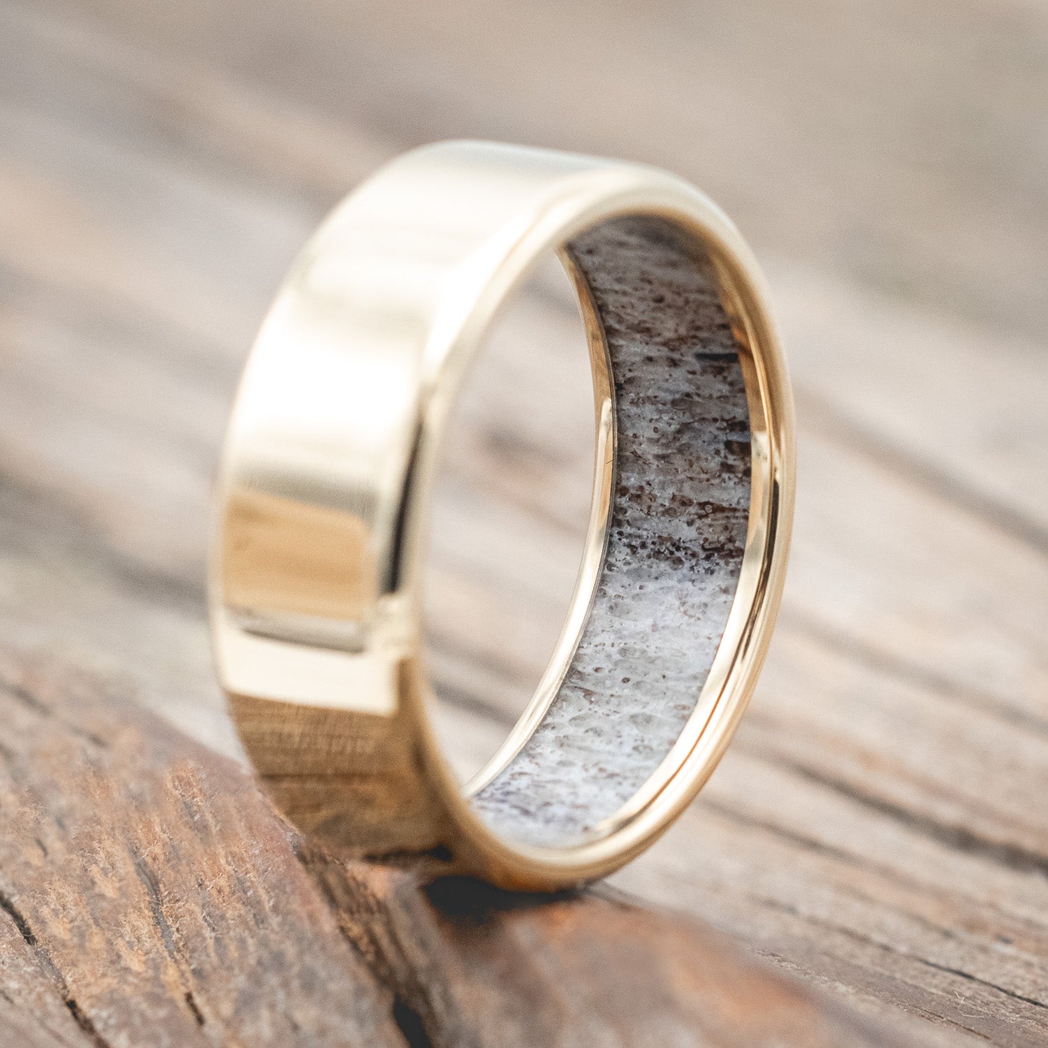 MATCHING SET OF ANTLER LINED WEDDING BANDS-Staghead Designs