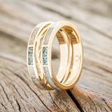 MEN'S "ARTEMIS" - MOONSTONE & ALEXANDRITE WEDDING RING FEATURING A 14K GOLD BAND