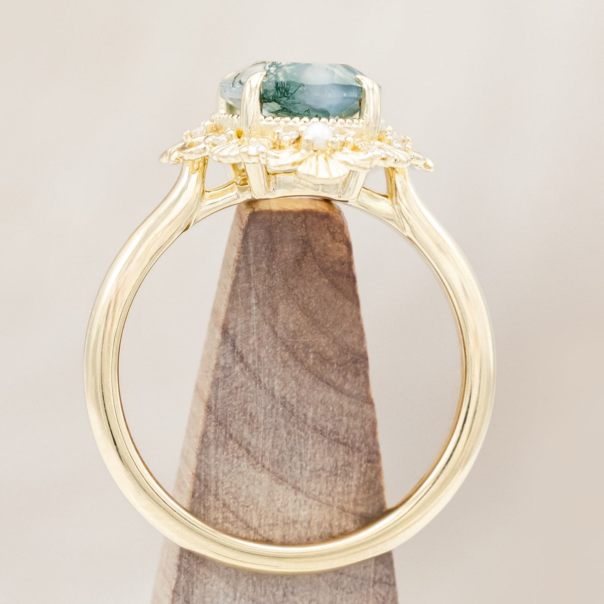 "MERROW" - OVAL CUT ENGAGEMENT RING WITH PEARL ACCENTS AND DIAMOND TRACER-Staghead Designs