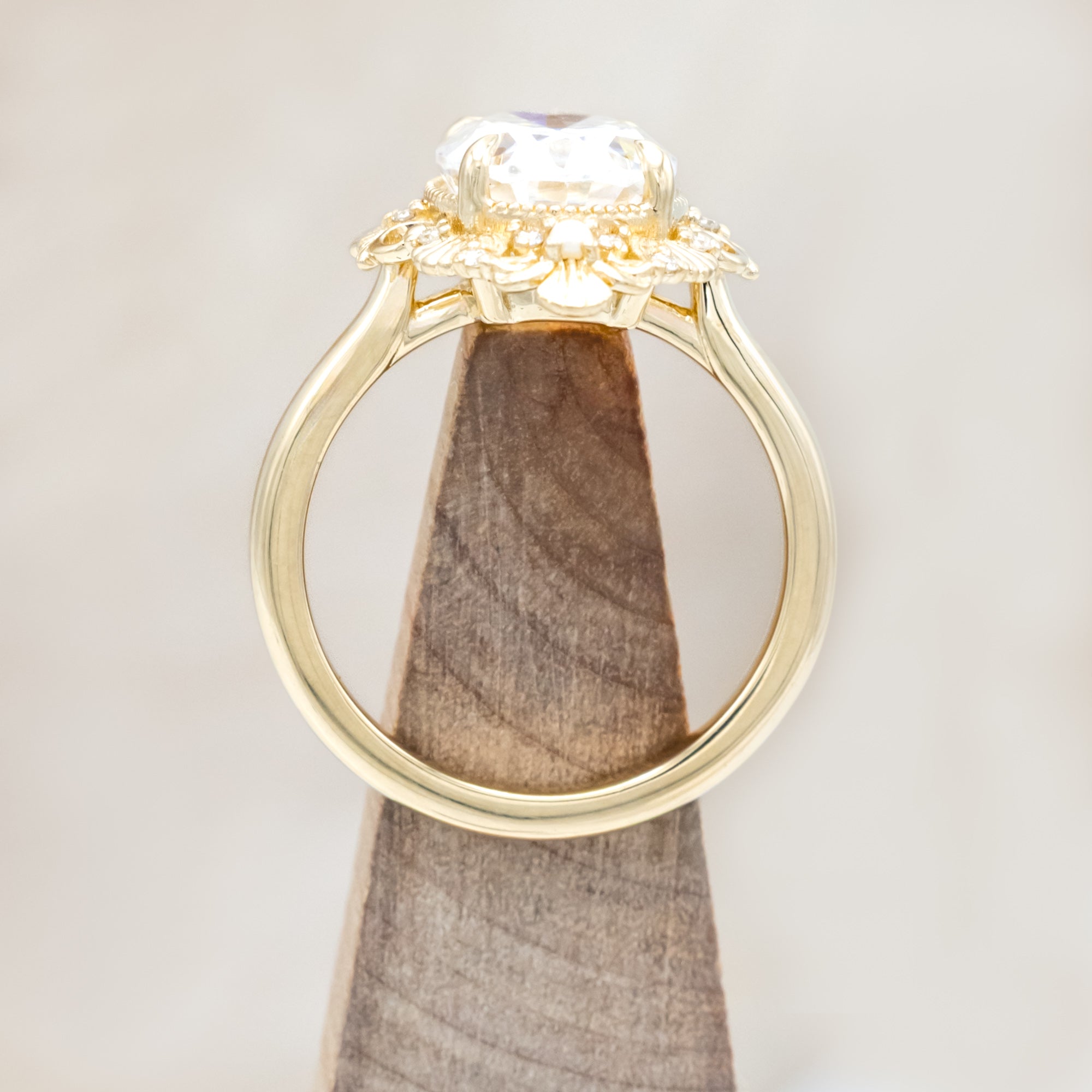 "MERROW" - OVAL CUT ENGAGEMENT RING WITH PEARL ACCENTS AND DIAMOND TRACER-Staghead Designs