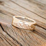 MOUNTAIN ENGRAVED WEDDING BAND WITH ANTLER LINING-8