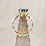 "NEREZZA" - BRIDAL SUITE - HEXAGON CUT MOSS AGATE ENGAGEMENT RING WITH DIAMOND ACCENTS & TRACERS-Staghead Designs