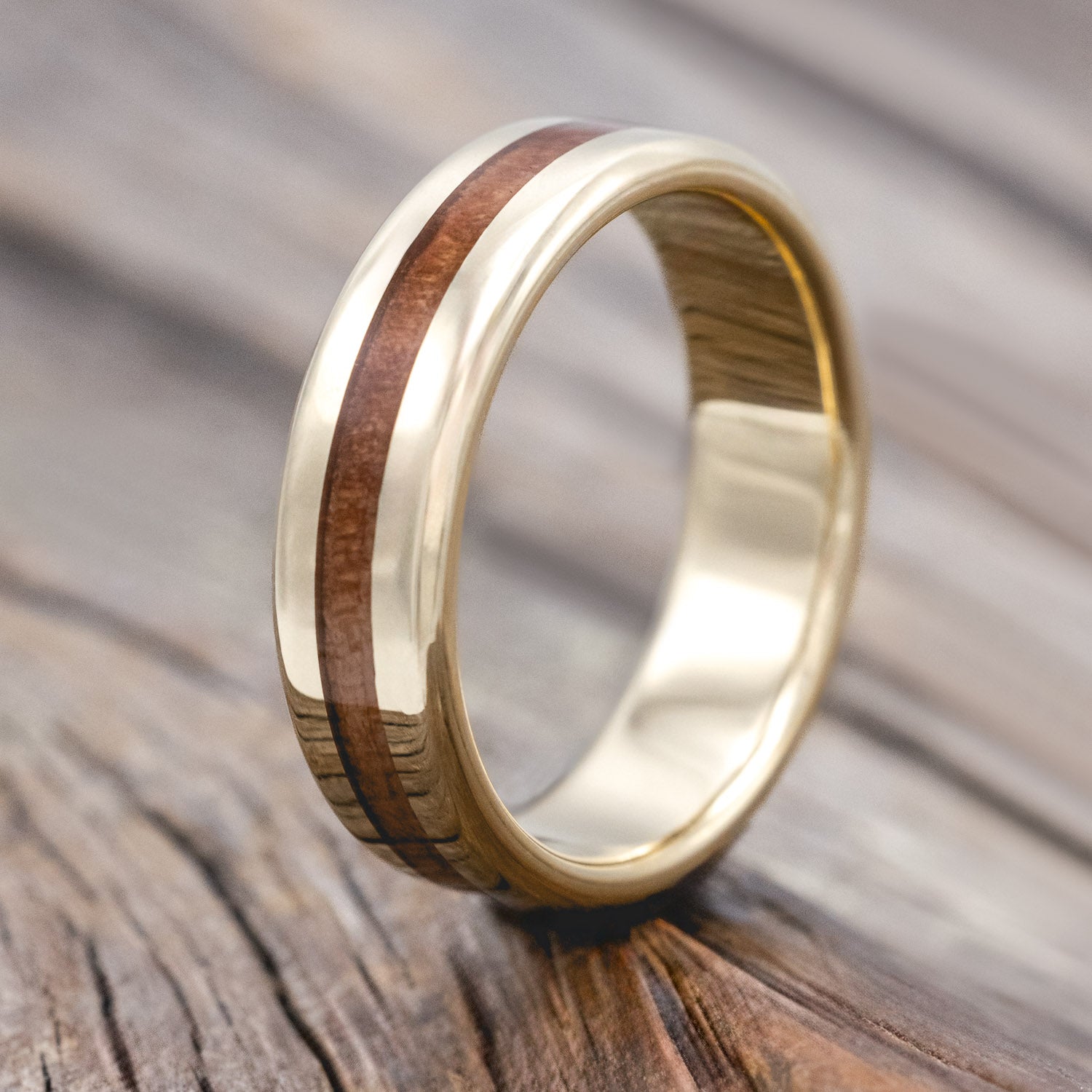 "NIRVANA" - CENTERED REDWOOD WEDDING RING-Staghead Designs