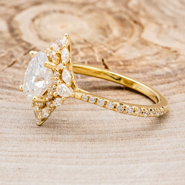 "NORTH STAR" - BRILLIANT CUT OVAL MOISSANITE ENGAGEMENT RING WITH DIAMOND ACCENTS & DIAMOND TRACER-3