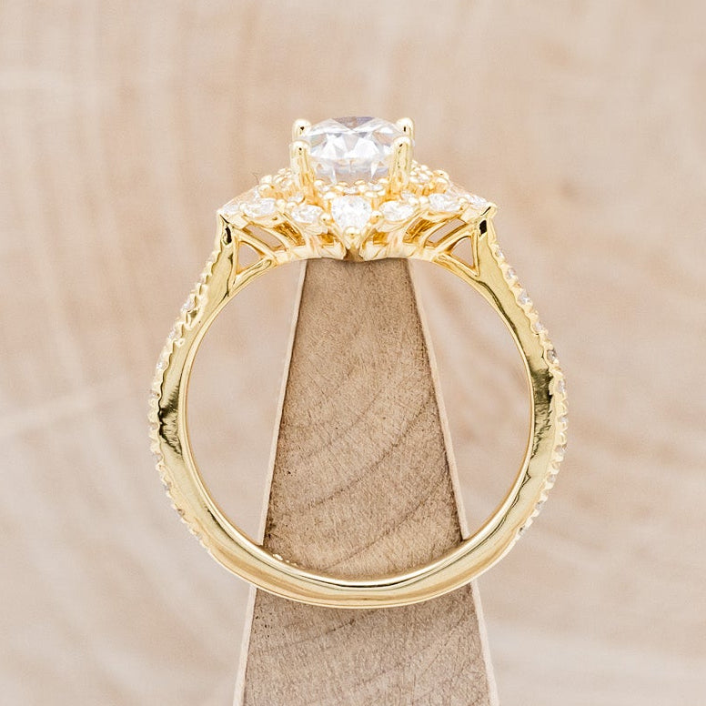 "NORTH STAR" - BRILLIANT CUT OVAL MOISSANITE ENGAGEMENT RING WITH DIAMOND ACCENTS & DIAMOND TRACER-6