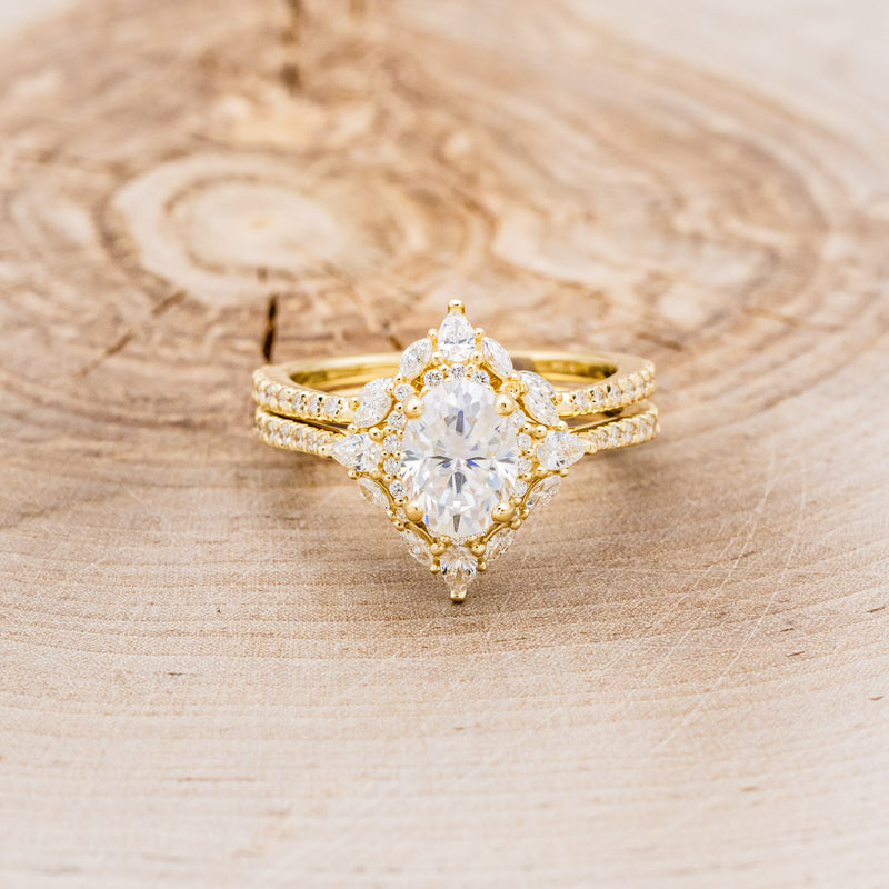 "NORTH STAR" - BRILLIANT CUT OVAL MOISSANITE ENGAGEMENT RING WITH DIAMOND ACCENTS & DIAMOND TRACER-11