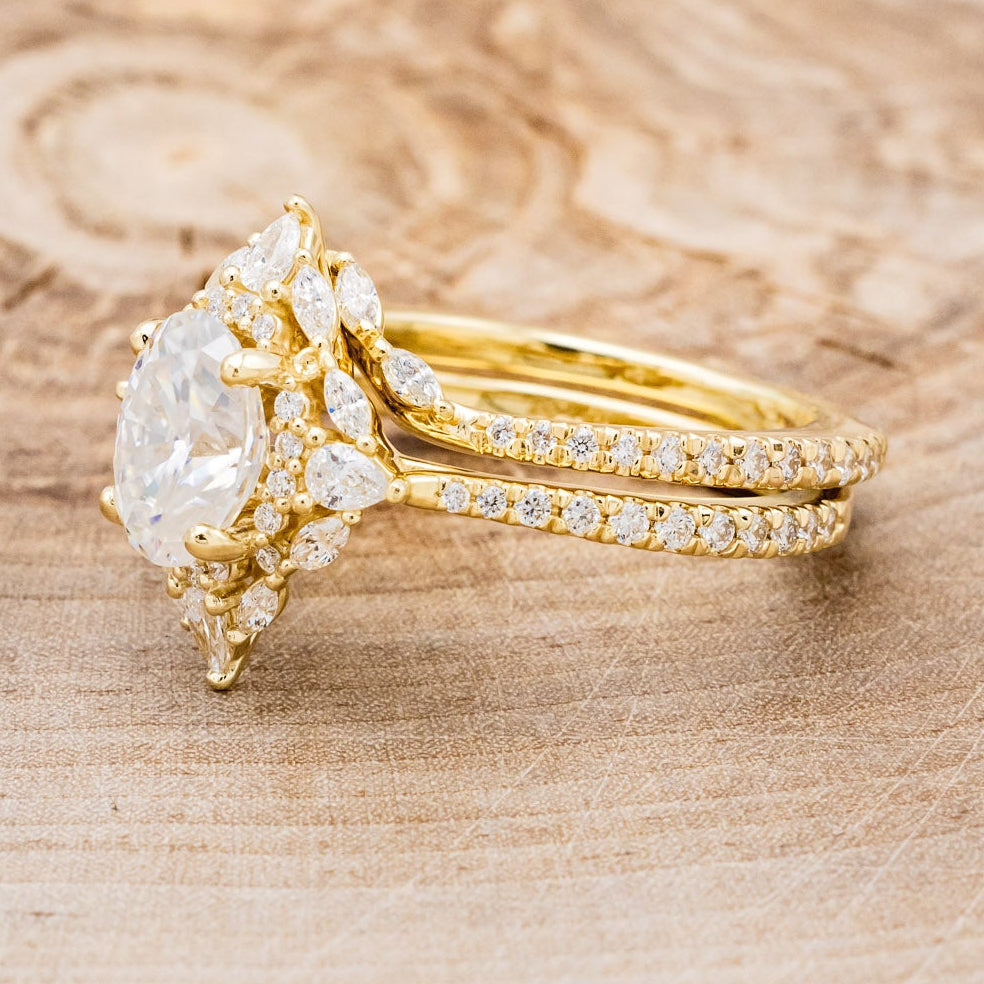 "NORTH STAR" - BRILLIANT CUT OVAL MOISSANITE ENGAGEMENT RING WITH DIAMOND ACCENTS & DIAMOND TRACER-9
