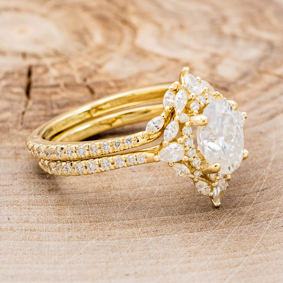 "NORTH STAR" - BRILLIANT CUT OVAL MOISSANITE ENGAGEMENT RING WITH DIAMOND ACCENTS & DIAMOND TRACER-10