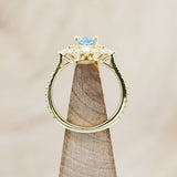 "NORTH STAR" - OVAL SKY BLUE TOPAZ ENGAGEMENT RING WITH DIAMOND HALO & ACCENTS-Staghead Designs