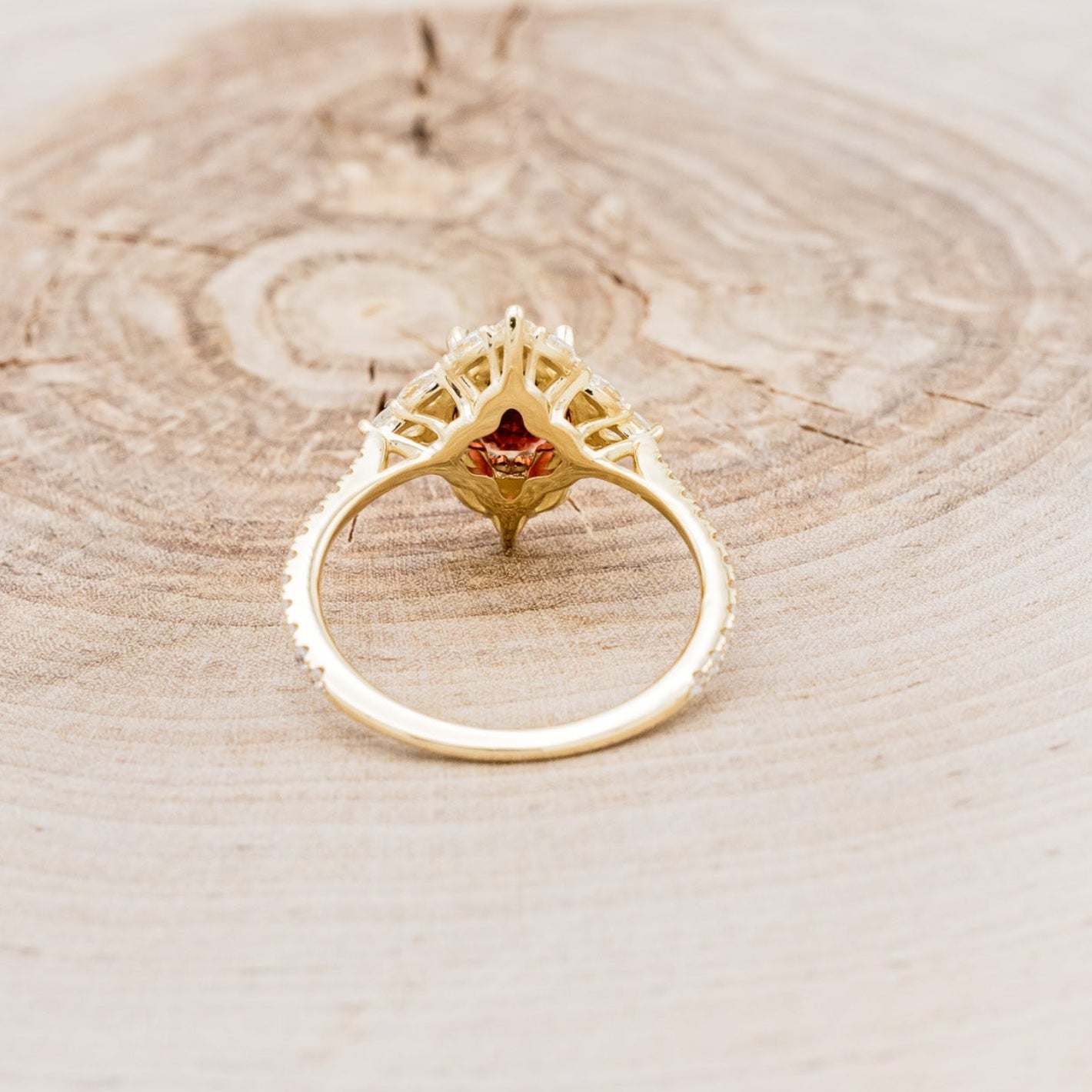 "NORTH STAR" - OVAL GARNET ENGAGEMENT RING WITH DIAMOND HALO & ACCENTS-17