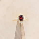 "NORTH STAR" - OVAL GARNET ENGAGEMENT RING WITH DIAMOND HALO & ACCENTS-13