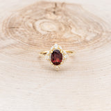 "NORTH STAR" - OVAL GARNET ENGAGEMENT RING WITH DIAMOND HALO & ACCENTS-16