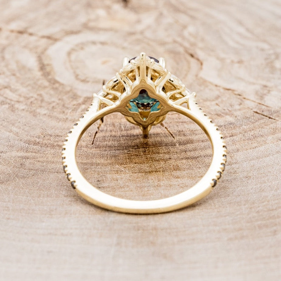 "NORTH STAR" - OVAL LAB-GROWN ALEXANDRITE ENGAGEMENT RING WITH DIAMOND HALO & BLACK DIAMOND ACCENTS-17