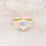 "OCTAVIA" - ELONGATED HEXAGON MOISSANITE ENGAGEMENT RING WITH DIAMOND ACCENTS-10