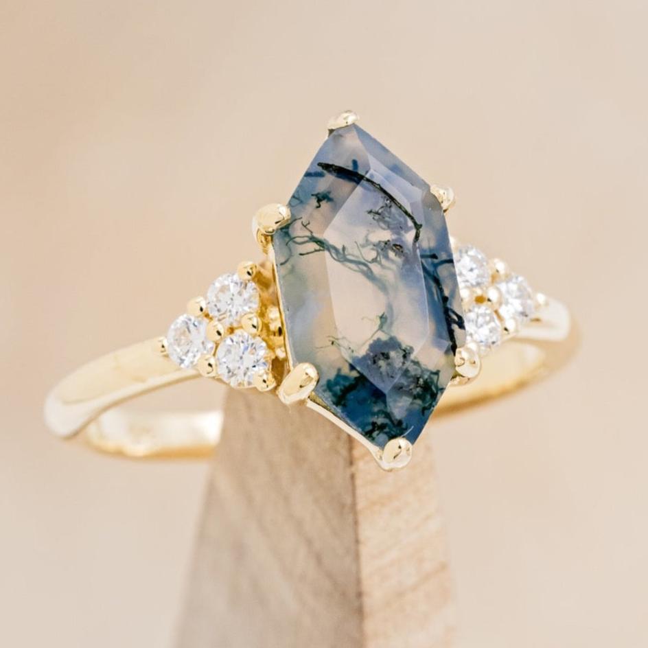 MATCHING SET OF "OCTAVIA" MOSS AGATE ENGAGEMENT RINGS-9