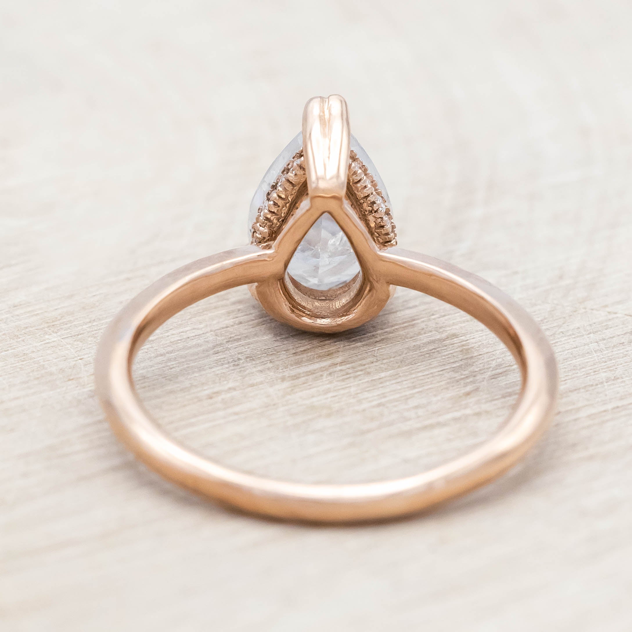 ONE-OF-A-KIND - "SAFIYA" - PEAR CUT SALT & PEPPER DIAMOND ENGAGEMENT RING WITH HIDDEN DIAMOND HALO-Staghead Designs