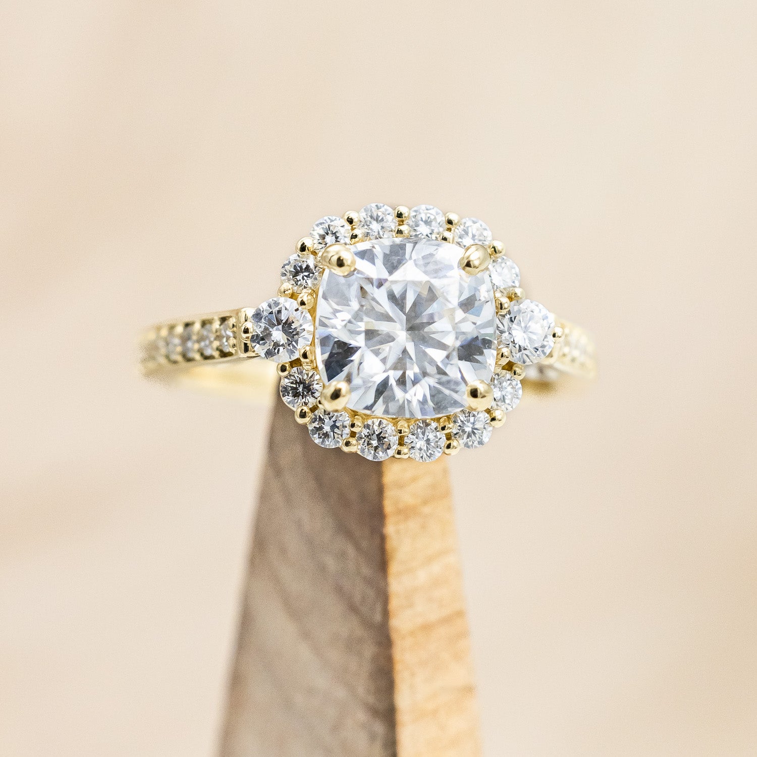 "OPHELIA" - CUSHION CUT MOISSANITE ENGAGEMENT RING WITH TURQUOISE STACKING BAND-Staghead Designs