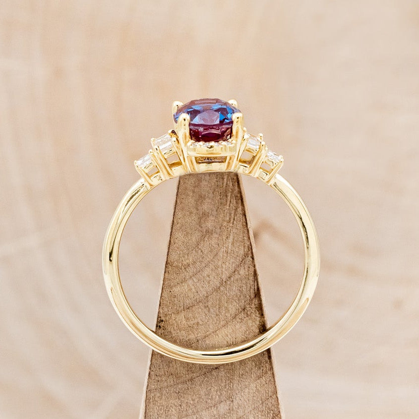 "ORNA" - OVAL LAB-GROWN ALEXANDRITE ENGAGEMENT RING WITH DIAMOND ACCENTS-6