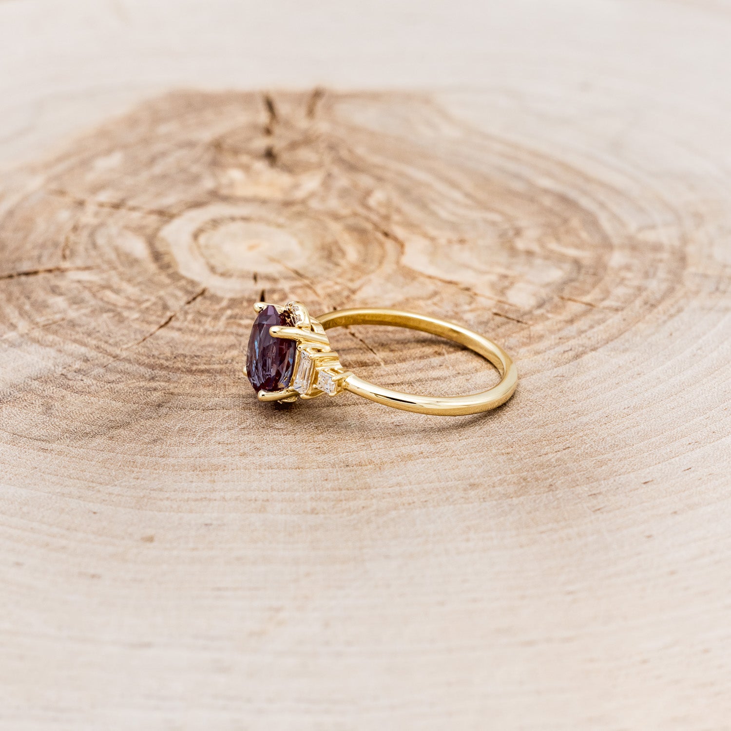 "ORNA" - OVAL LAB-GROWN ALEXANDRITE ENGAGEMENT RING WITH DIAMOND ACCENTS-3