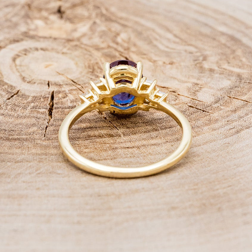 "ORNA" - OVAL LAB-GROWN ALEXANDRITE ENGAGEMENT RING WITH DIAMOND ACCENTS-5