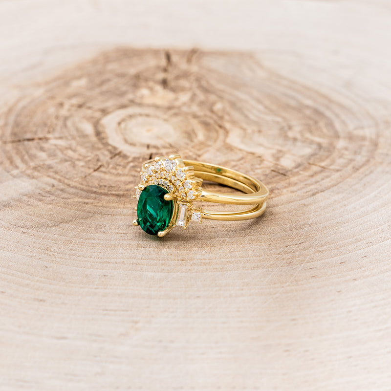 "ORNA" - OVAL LAB-GROWN EMERALD ENGAGEMENT RING WITH DIAMOND ACCENTS & TRACER-3