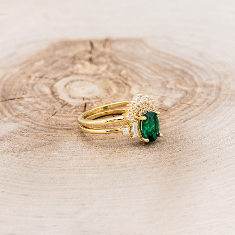 "ORNA" - OVAL LAB-GROWN EMERALD ENGAGEMENT RING WITH DIAMOND ACCENTS & TRACER-2