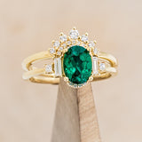 "ORNA" - OVAL LAB-GROWN EMERALD ENGAGEMENT RING WITH DIAMOND ACCENTS & TRACER-1