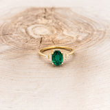 "ORNA" - OVAL LAB-GROWN EMERALD ENGAGEMENT RING WITH DIAMOND ACCENTS & TRACER-9