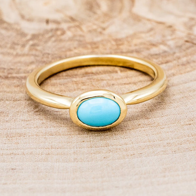 OVAL BLUE BIRD TURQUOISE ENGAGEMENT RING-16