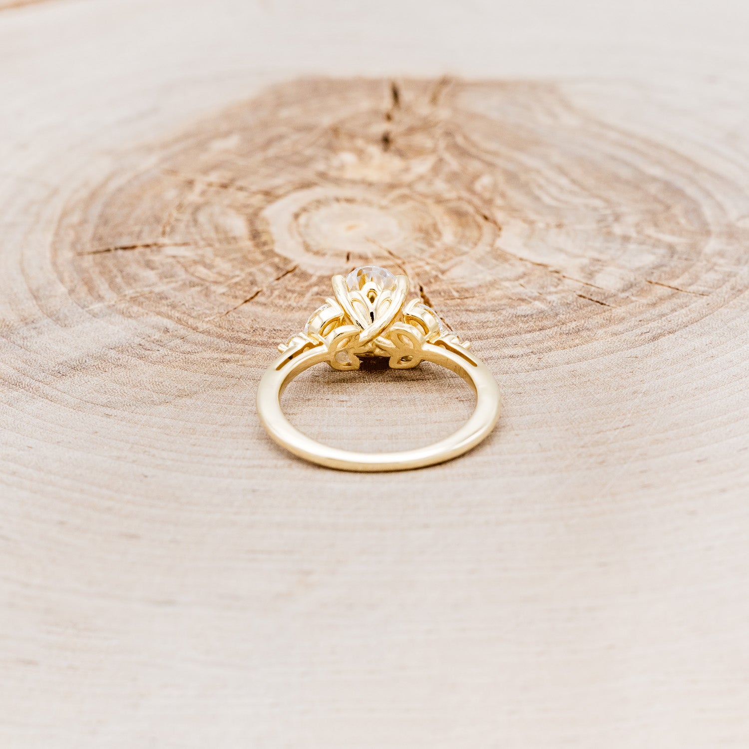 "BLOSSOM" - OVAL MOISSANITE ENGAGEMENT RING WITH LEAF-SHAPED DIAMOND ACCENTS-4