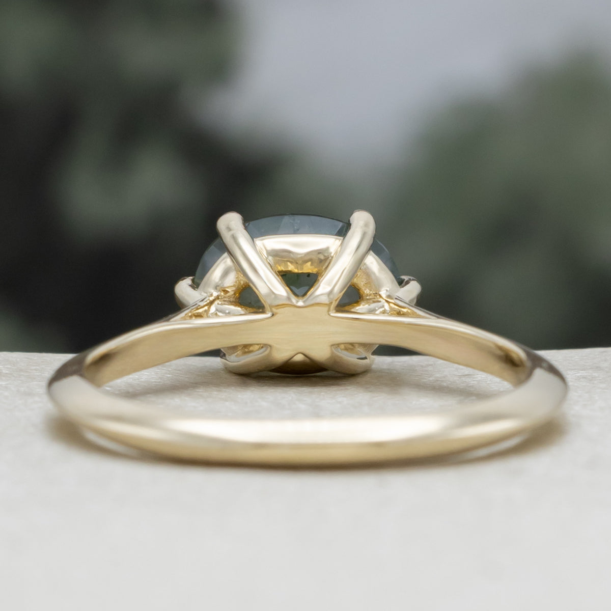 "Zuria" - Oval Cut Moss Agate Solitaire Engagement Ring With Claw Prongs-Staghead Designs