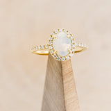 "OLIVIA" - OVAL WHITE OPAL ENGAGEMENT RING WITH DIAMOND HALO & ACCENTS-1