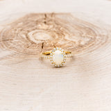 "OLIVIA" - OVAL WHITE OPAL ENGAGEMENT RING WITH DIAMOND HALO & ACCENTS-4