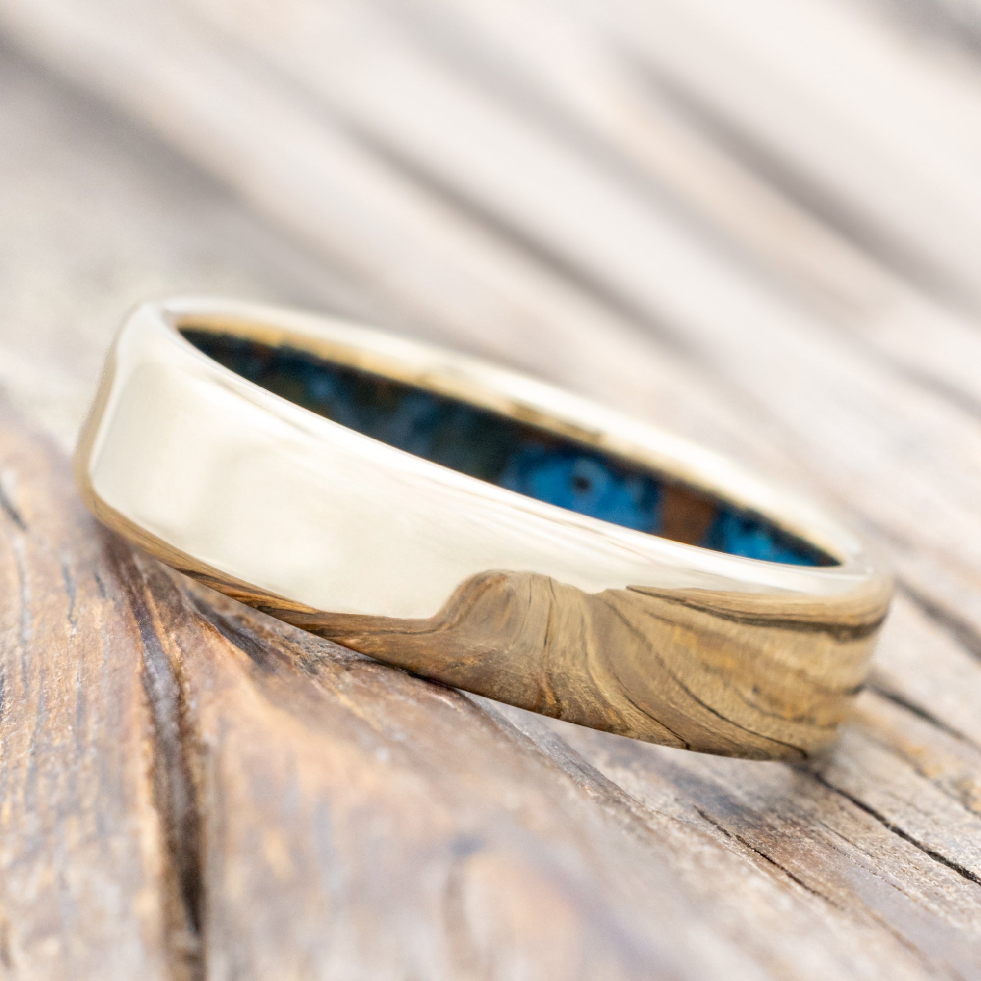 PATINA COPPER LINED WEDDING BAND WITH CUSTOM FINISH-Staghead Designs