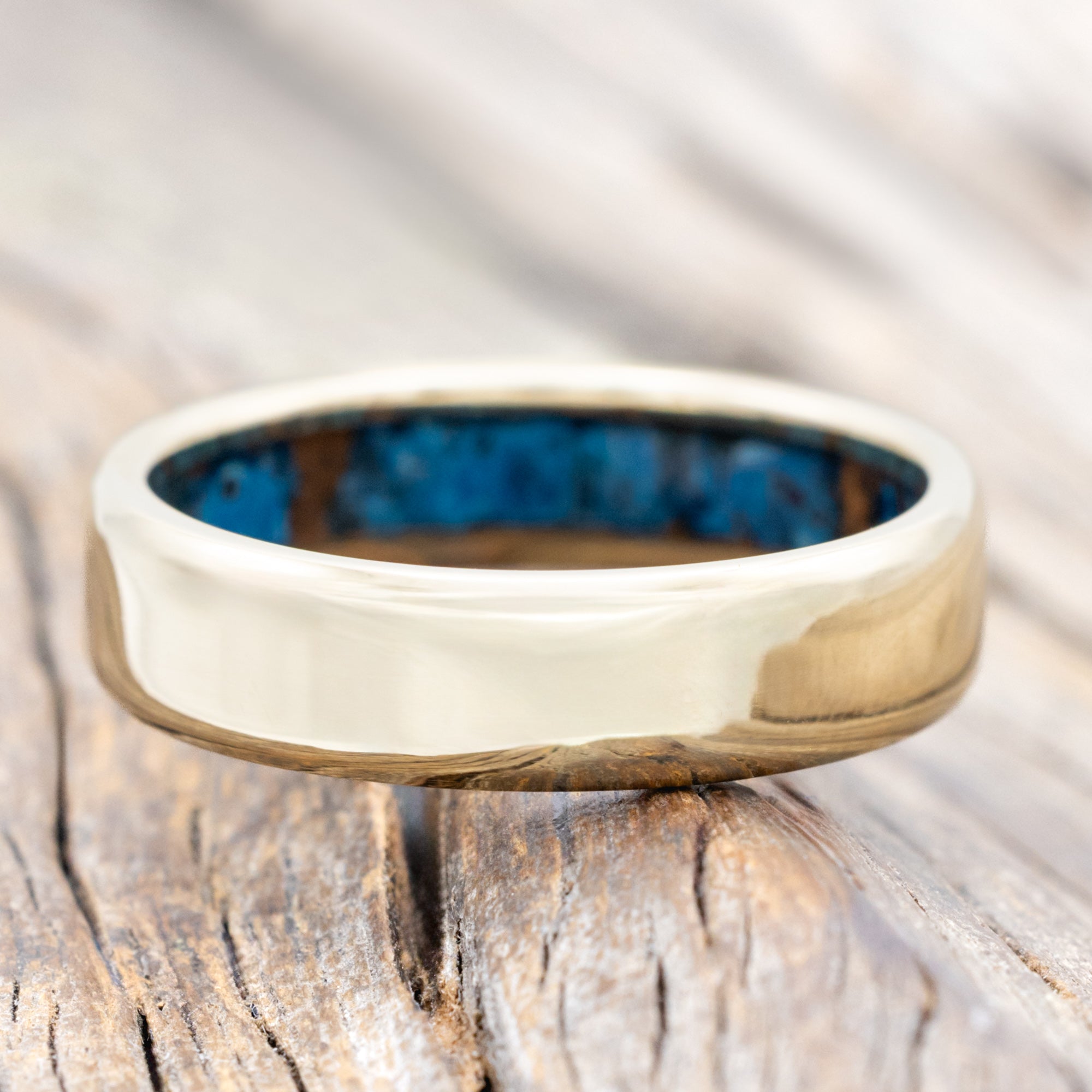 PATINA COPPER LINED WEDDING BAND WITH CUSTOM FINISH-Staghead Designs