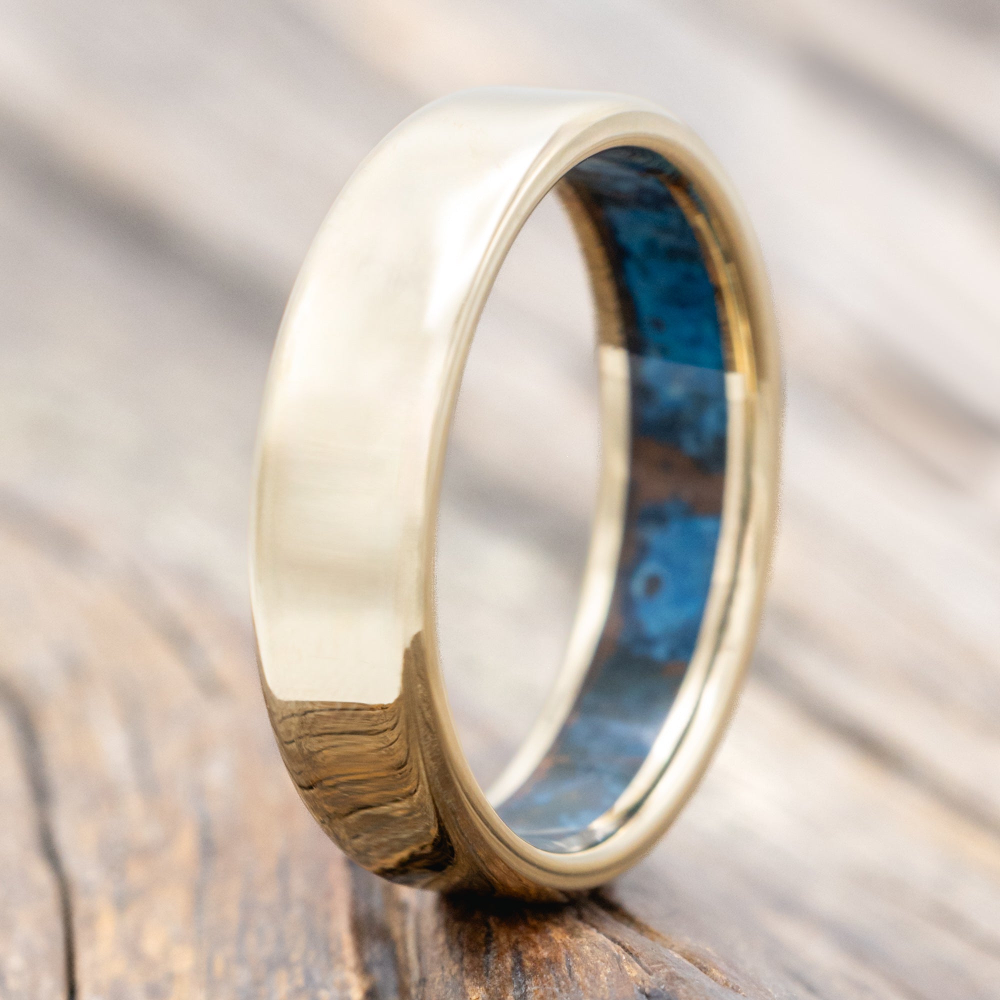 PATINA COPPER LINED WEDDING BAND WITH CUSTOM FINISH-Staghead Designs