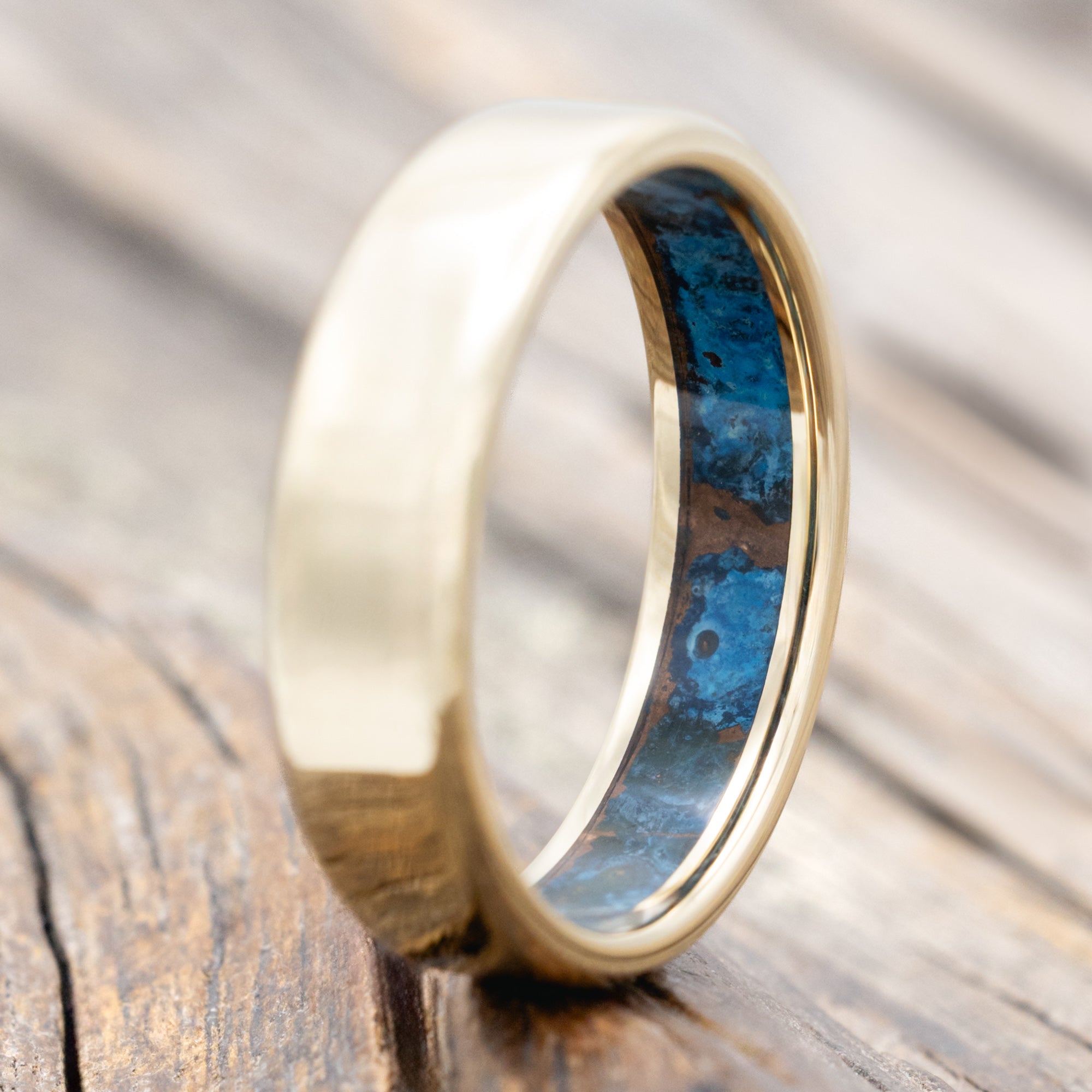 PATINA COPPER LINED WEDDING BAND WITH CUSTOM FINISH-Staghead Designs