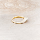 PEARL & DIAMOND TRACER BAND - 14K YELLOW GOLD - SIZE 5 1/2
