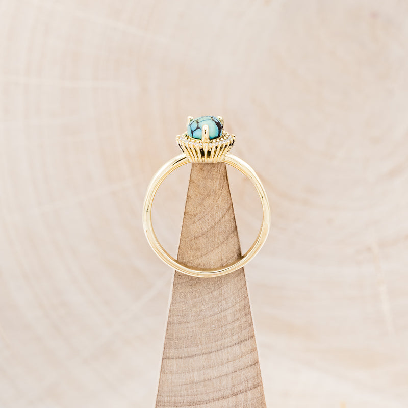 "LAVERNA" - PEAR-SHAPED TURQUOISE ENGAGEMENT RING WITH DIAMOND HALO-6