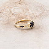 "LUCY IN THE SKY" PETITE - ROUND CUT BLUE GOLDSTONE ENGAGEMENT RING WITH DIAMOND ACCENTS & GOLDSTONE INLAYS-3