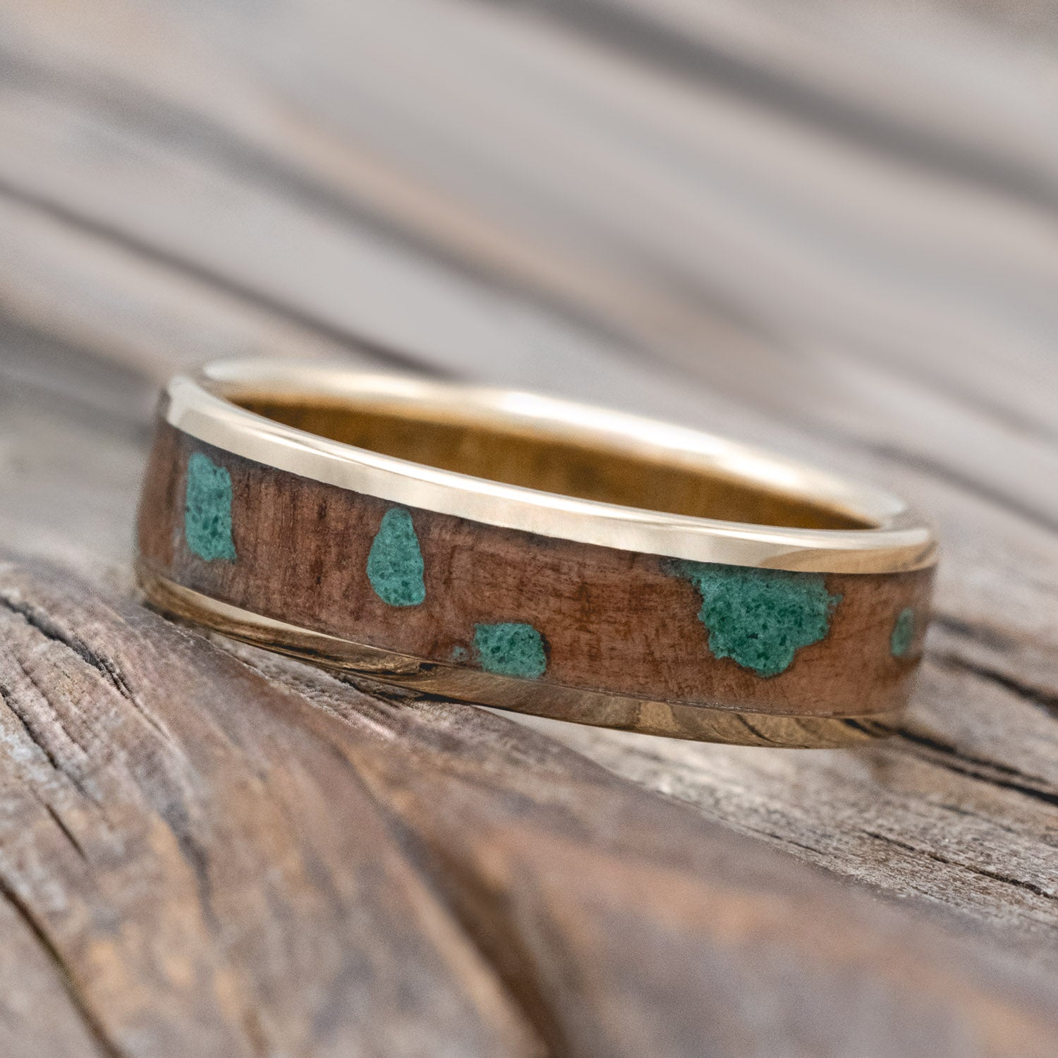 "RAINIER" - REDWOOD & MALACHITE WEDDING BAND-Staghead Designs