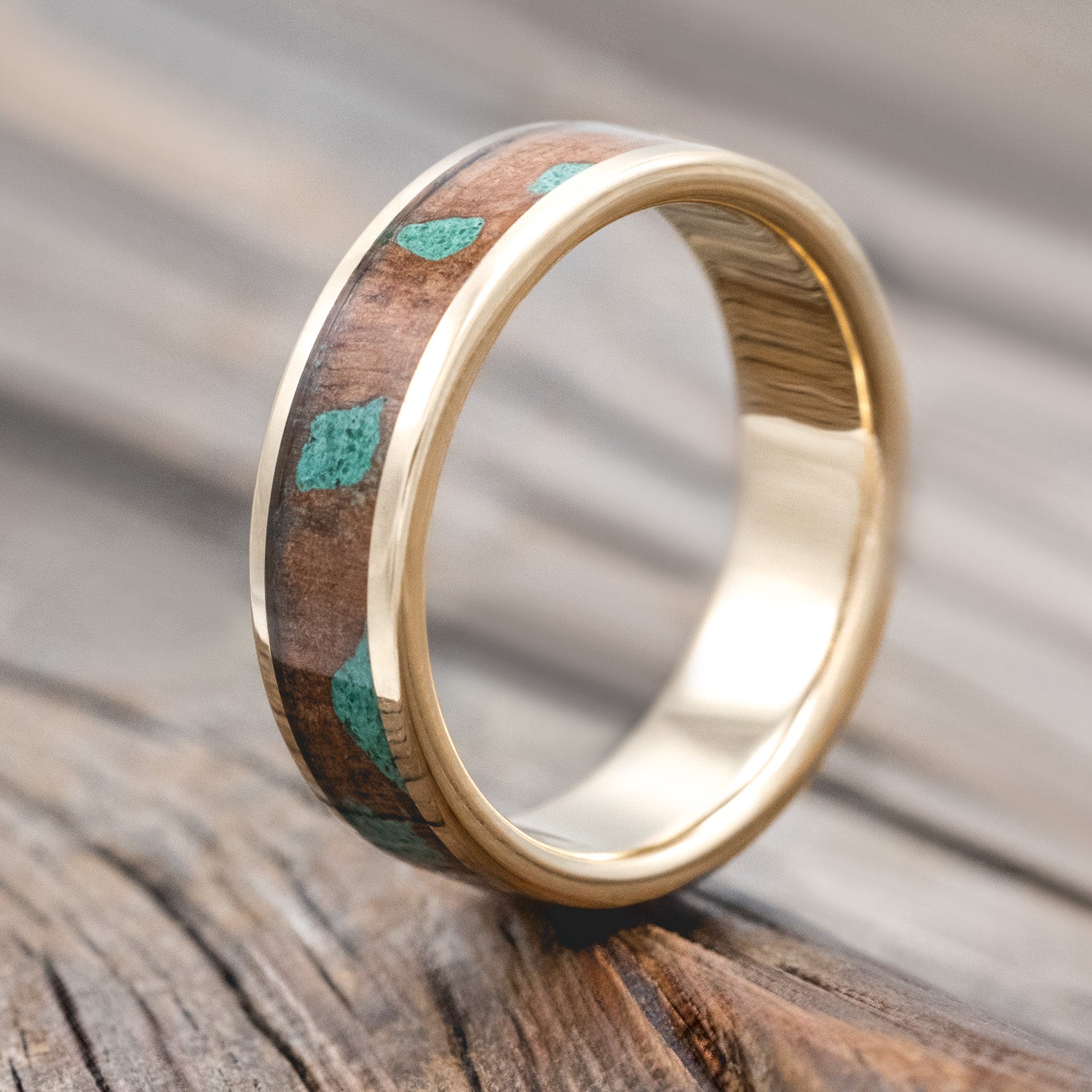"RAINIER" - REDWOOD & MALACHITE WEDDING BAND-Staghead Designs