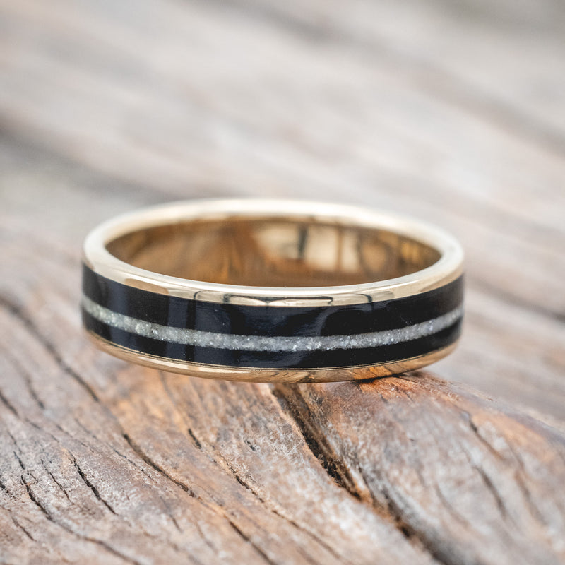 "RAINIER" - DIAMOND DUST & JET STONE WEDDING RING-Staghead Designs