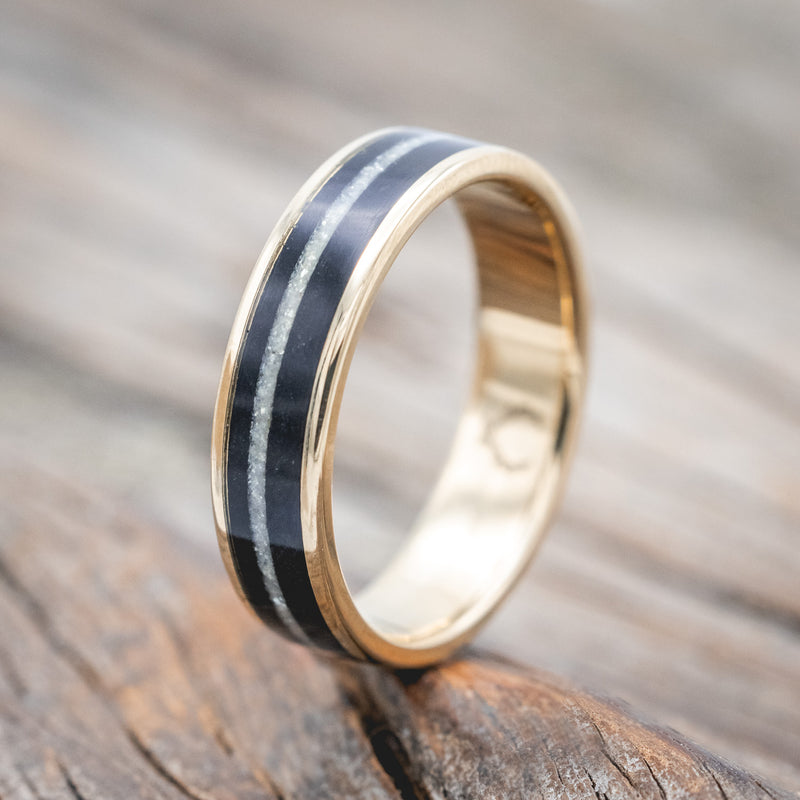 "RAINIER" - DIAMOND DUST & JET STONE WEDDING RING-Staghead Designs