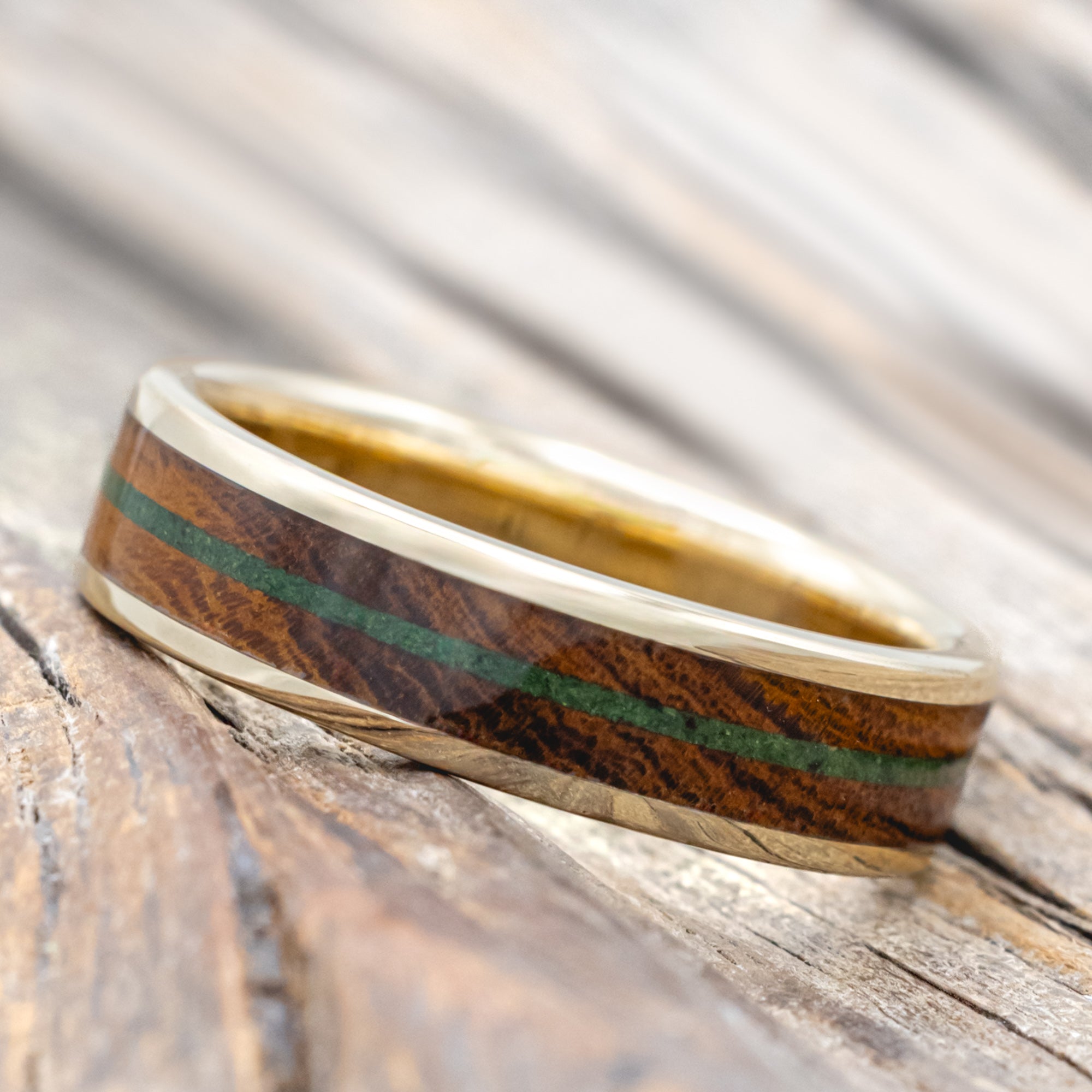 "Rainier" - Ironwood & Moss Wedding Band-Staghead Designs