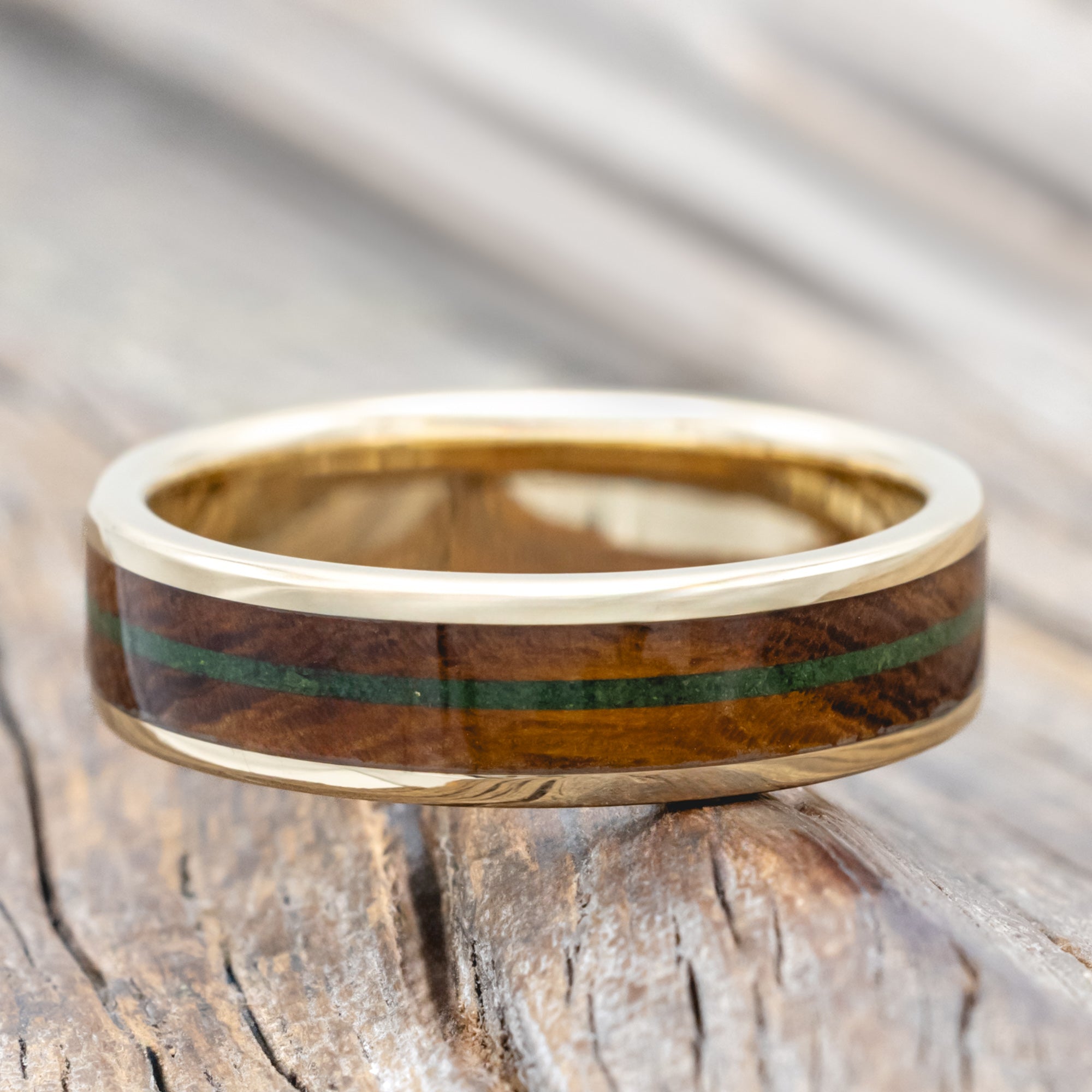 "Rainier" - Ironwood & Moss Wedding Band-Staghead Designs