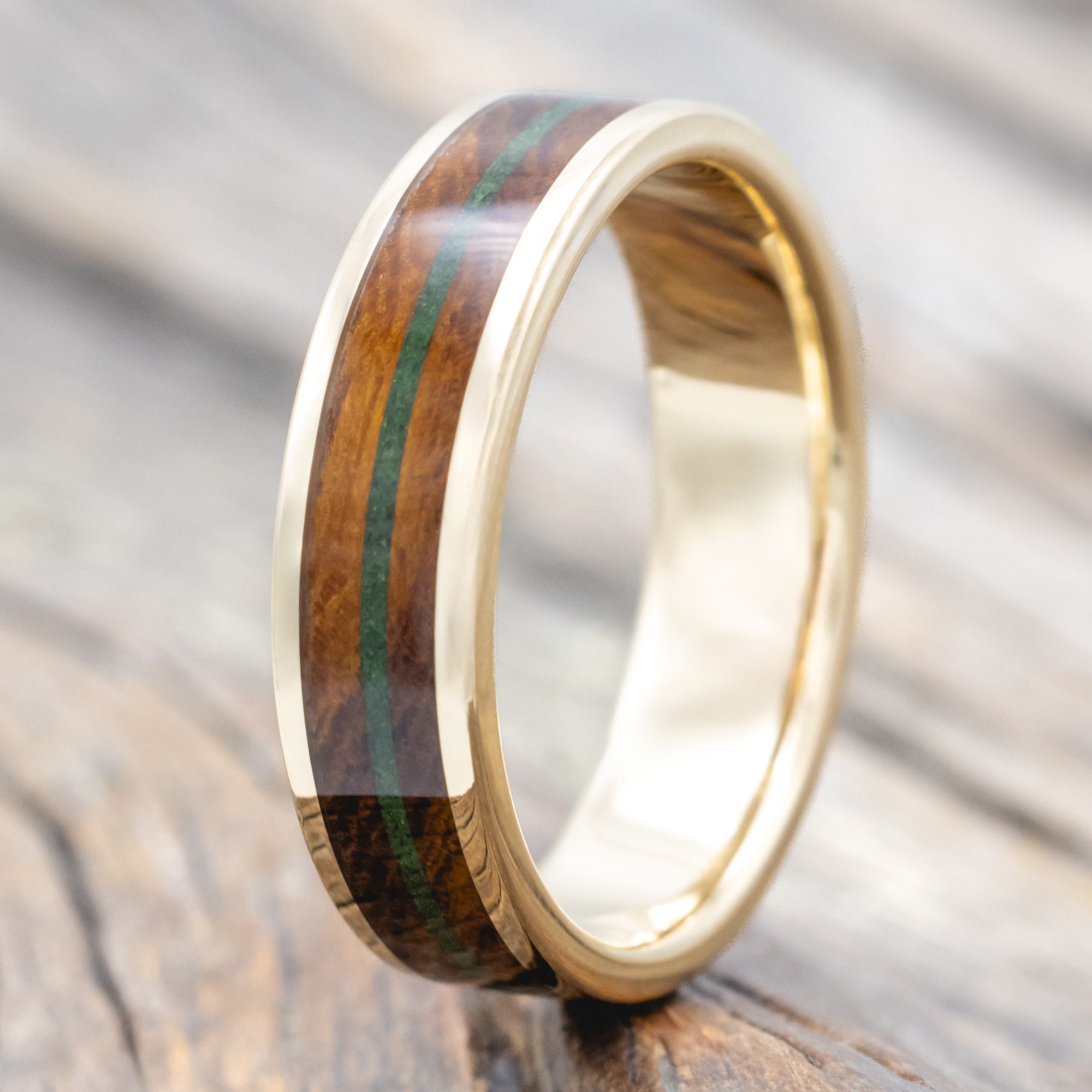 "Rainier" - Ironwood & Moss Wedding Band-Staghead Designs