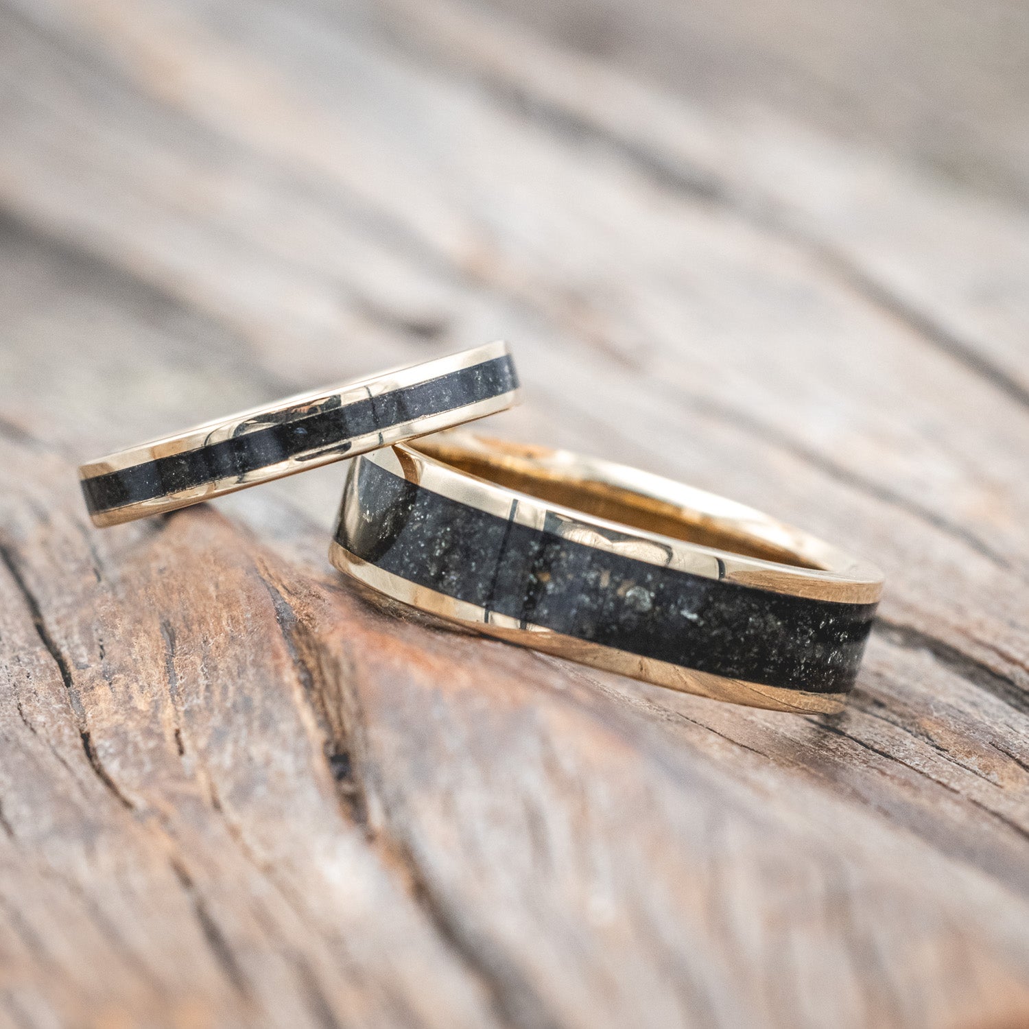 "RAINIER" - MATCHING SET OF PYRITE WEDDING BANDS-Staghead Designs