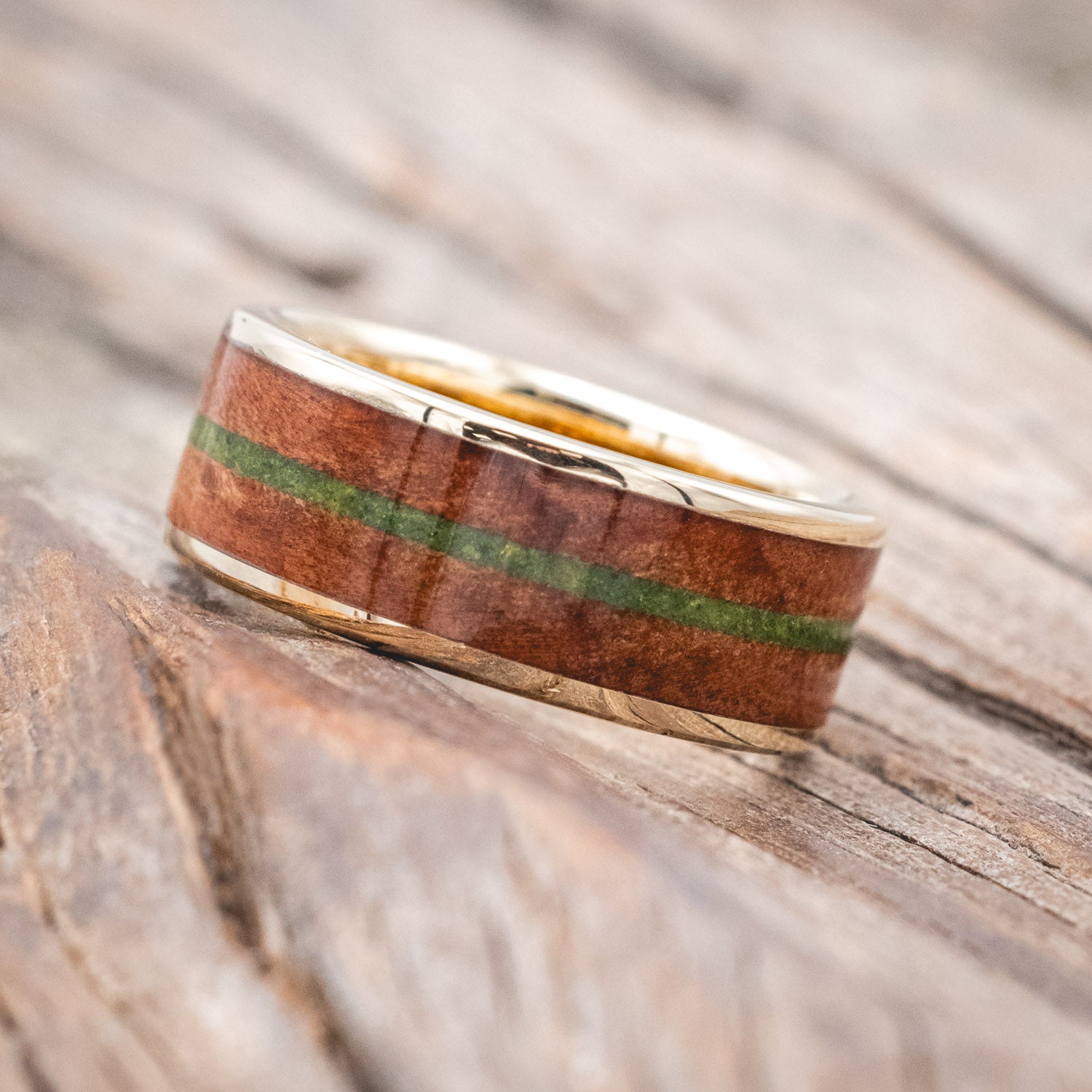 "RAINIER" - REDWOOD & MOSS WEDDING BAND-Staghead Designs