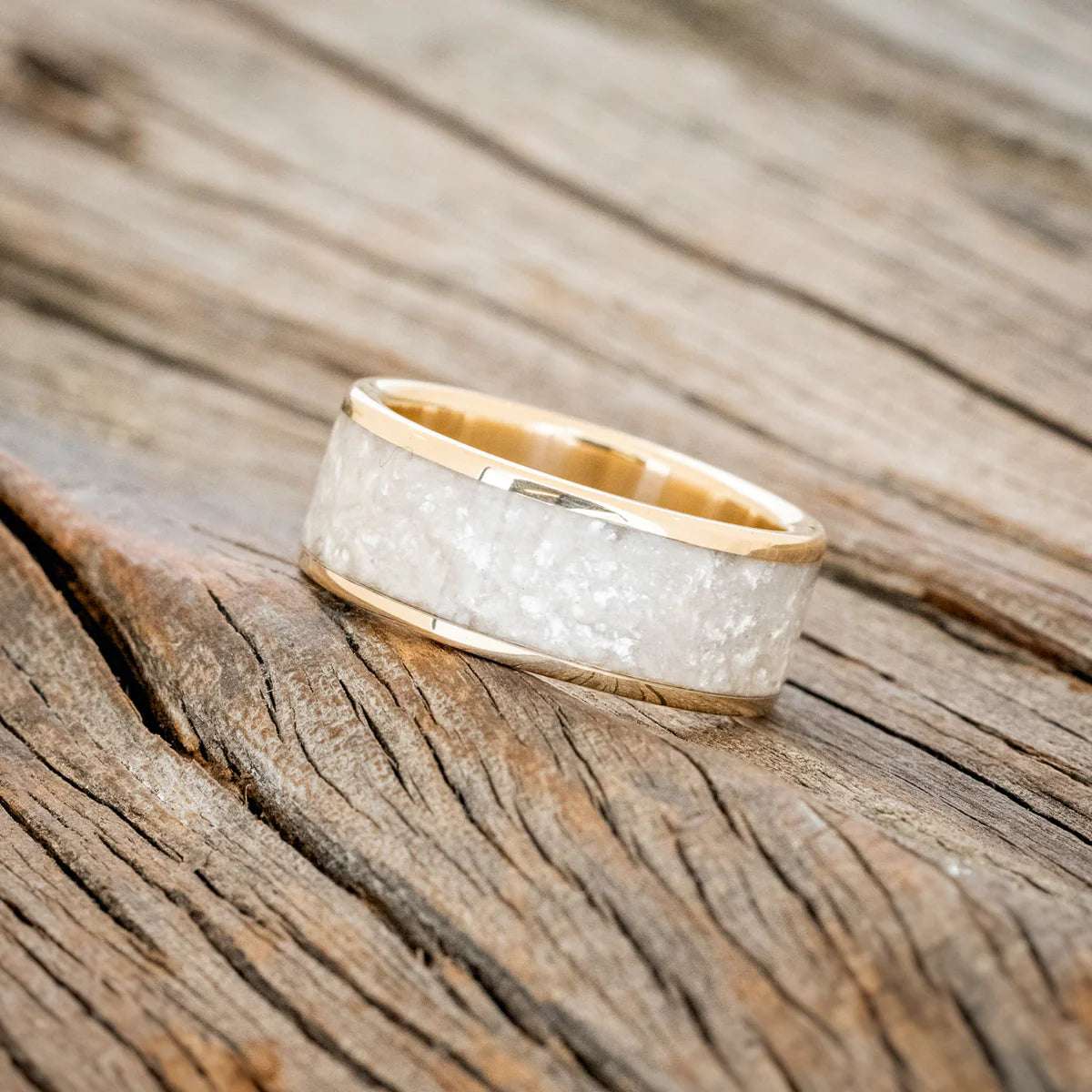 "RAINIER" - DIAMOND DUST WEDDING RING - 14K YELLOW GOLD - SIZE 11-Staghead Designs